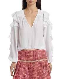 Sandra Ruffled Long-Sleeve Top