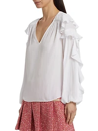 Sandra Ruffled Long-Sleeve Top