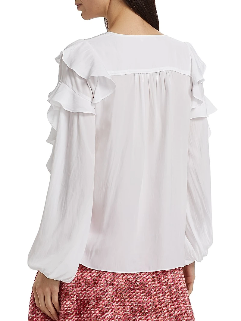 Sandra Ruffled Long-Sleeve Top