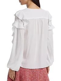 Sandra Ruffled Long-Sleeve Top