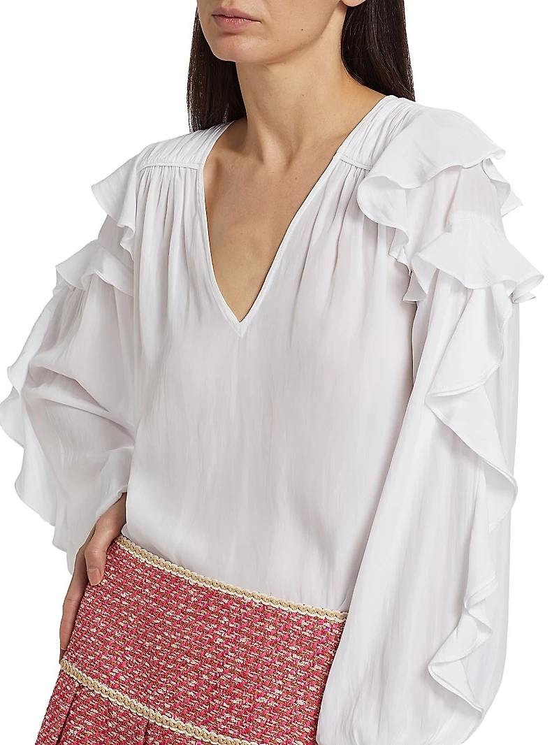 Sandra Ruffled Long-Sleeve Top