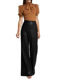Dylan Wide-Leg Faux Leather Trousers