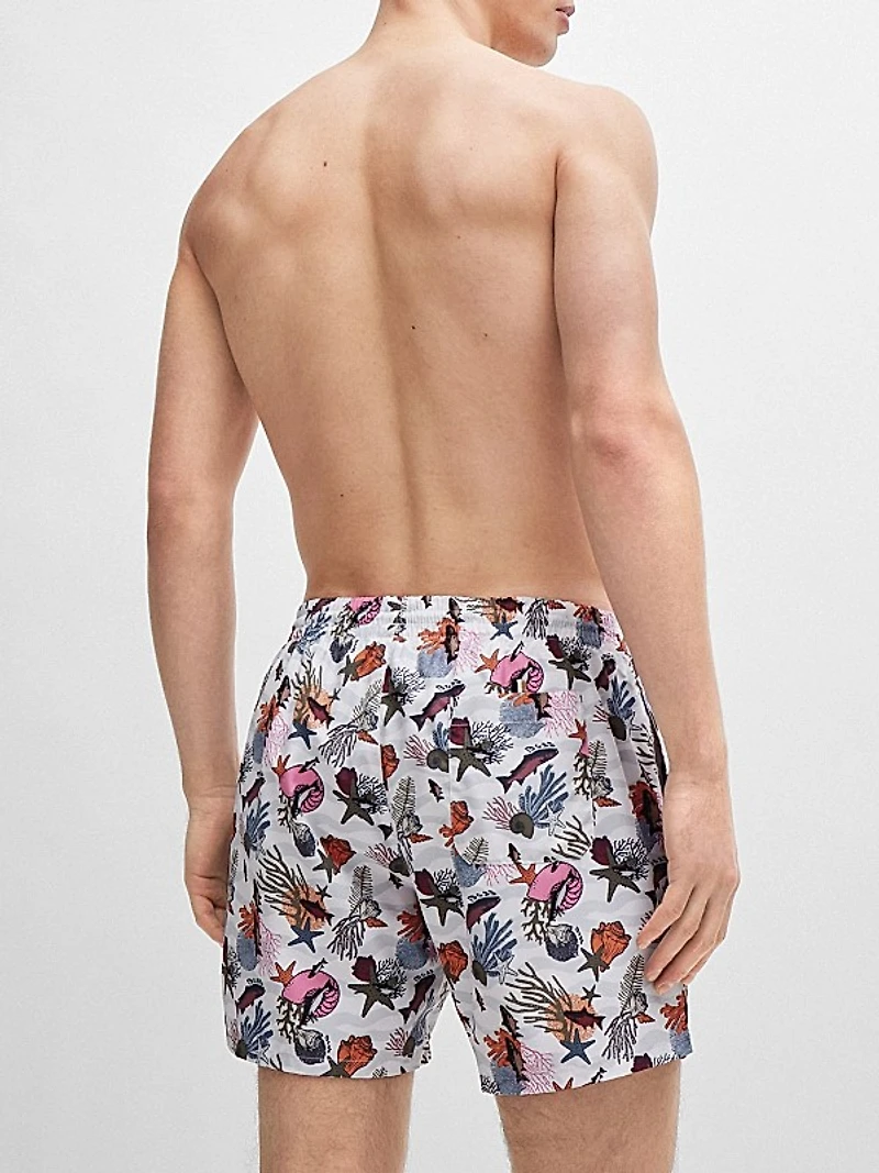 Fully Lined Swim Shorts with Seasonal Print