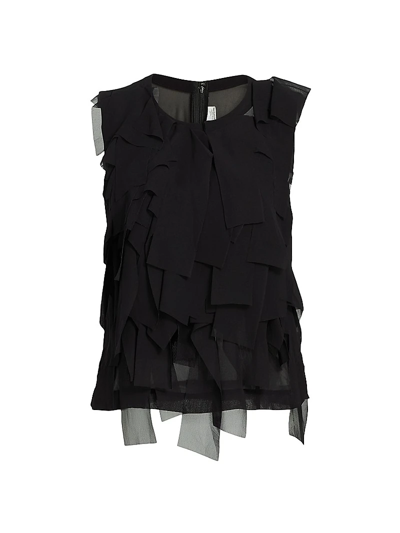 Shredded Sleeveless Blouse