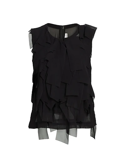 Shredded Sleeveless Blouse