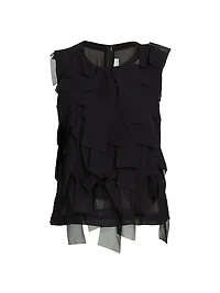 Shredded Sleeveless Blouse