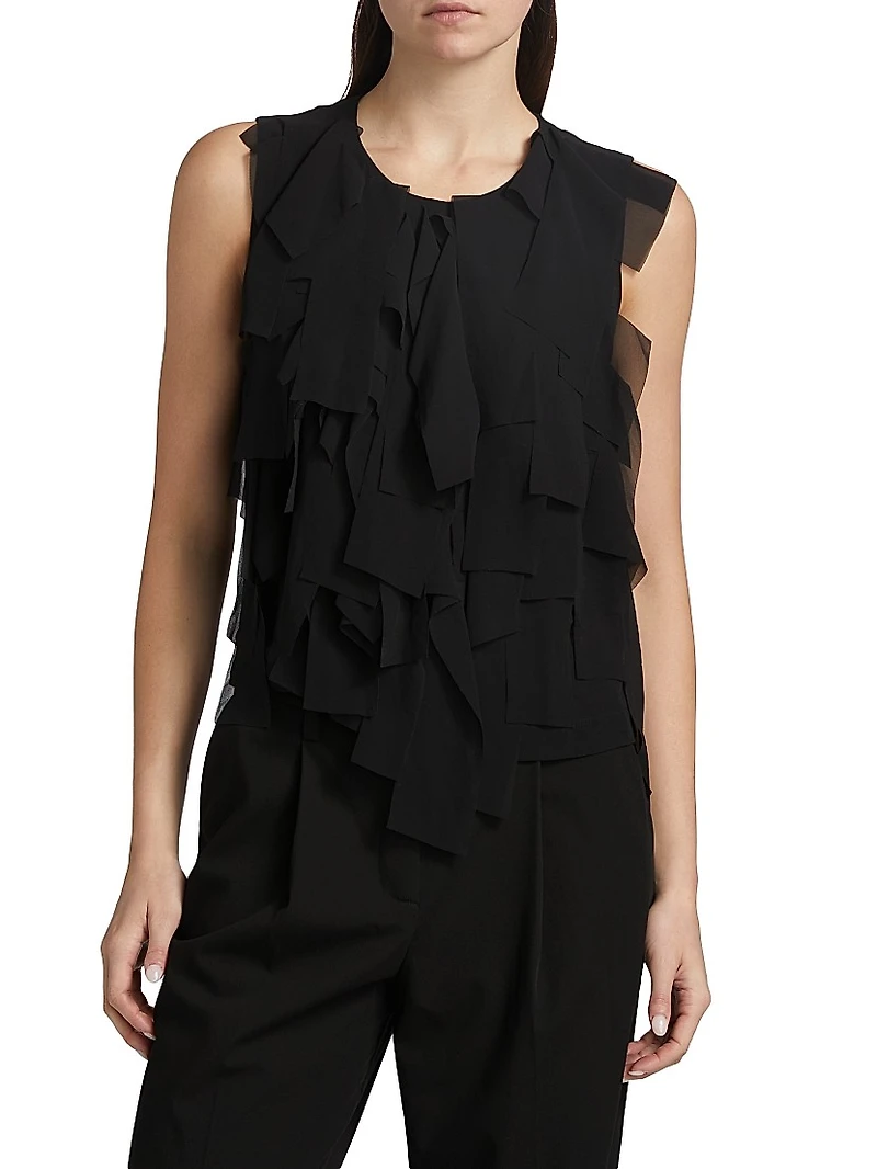 Shredded Sleeveless Blouse