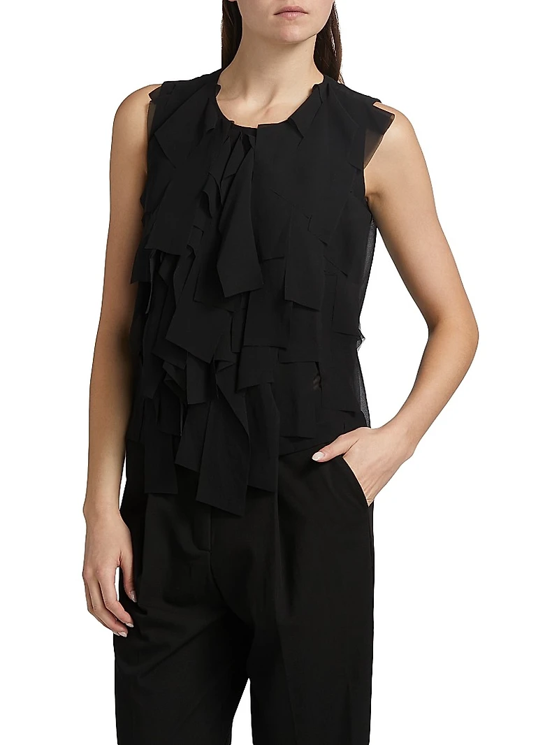 Shredded Sleeveless Blouse