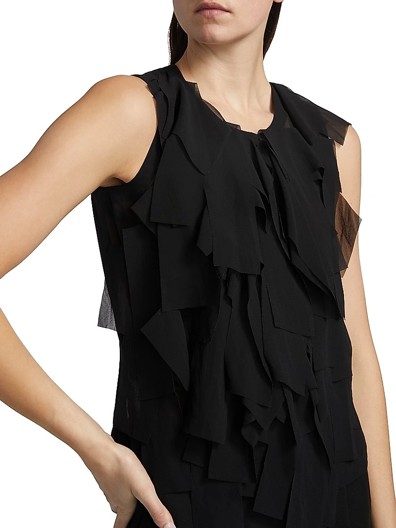Shredded Sleeveless Blouse