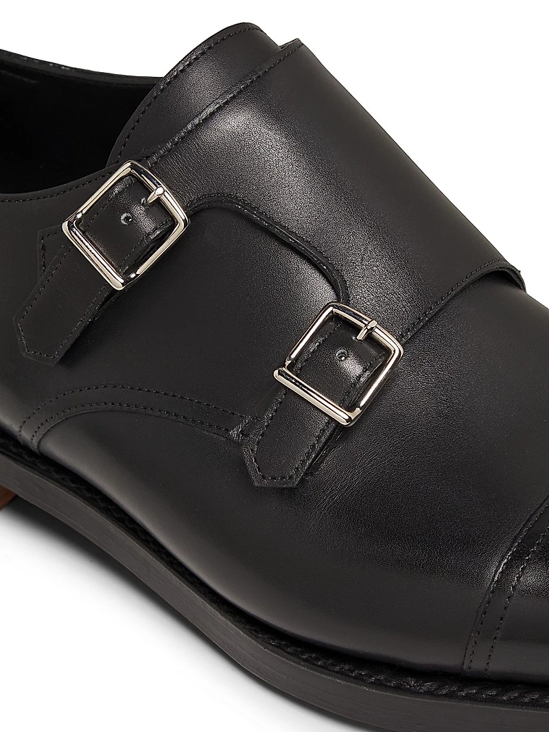 William Double-Buckle Monk Shoes