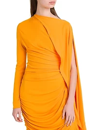 Draped Cape-Sleeve Gown