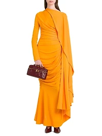 Draped Cape-Sleeve Gown