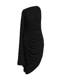 One-Shoulder Draped Midi-Dress
