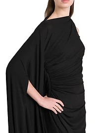 One-Shoulder Draped Midi-Dress