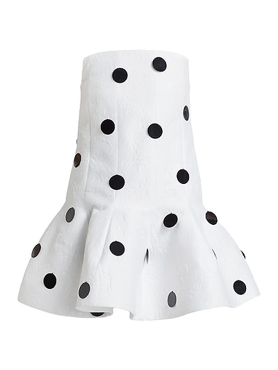 Polka Dot Brocade Flounce Minidress
