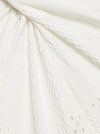 Eyelet Twist-Front Midi-Dress