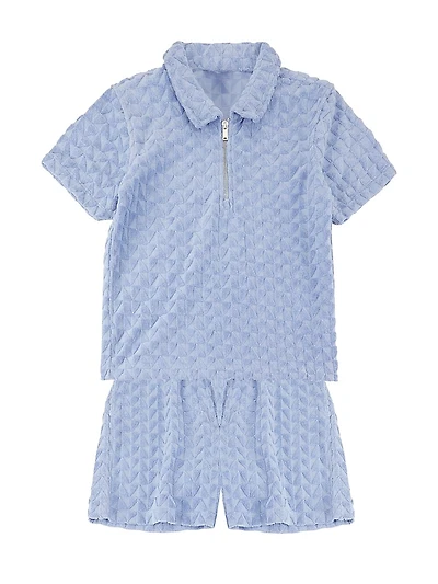 Little Boy's & Terry Cloth Polo Shirt Shorts Set