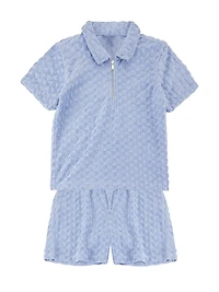 Little Boy's & Terry Cloth Polo Shirt Shorts Set