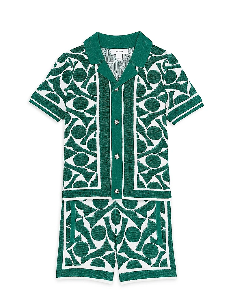 Little Boy's & Dermond Jacquard Shirt Shorts Set