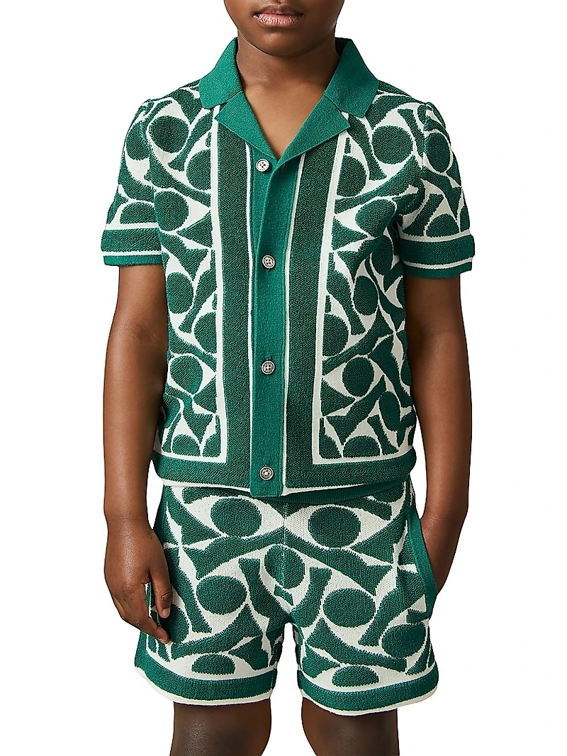 Little Boy's & Dermond Jacquard Shirt Shorts Set