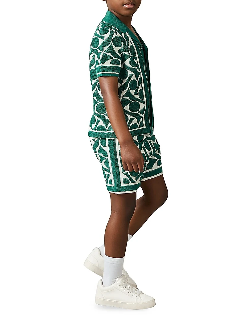 Little Boy's & Dermond Jacquard Shirt Shorts Set