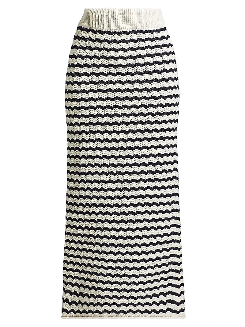 Alexis Striped Crochet Midi-Skirt
