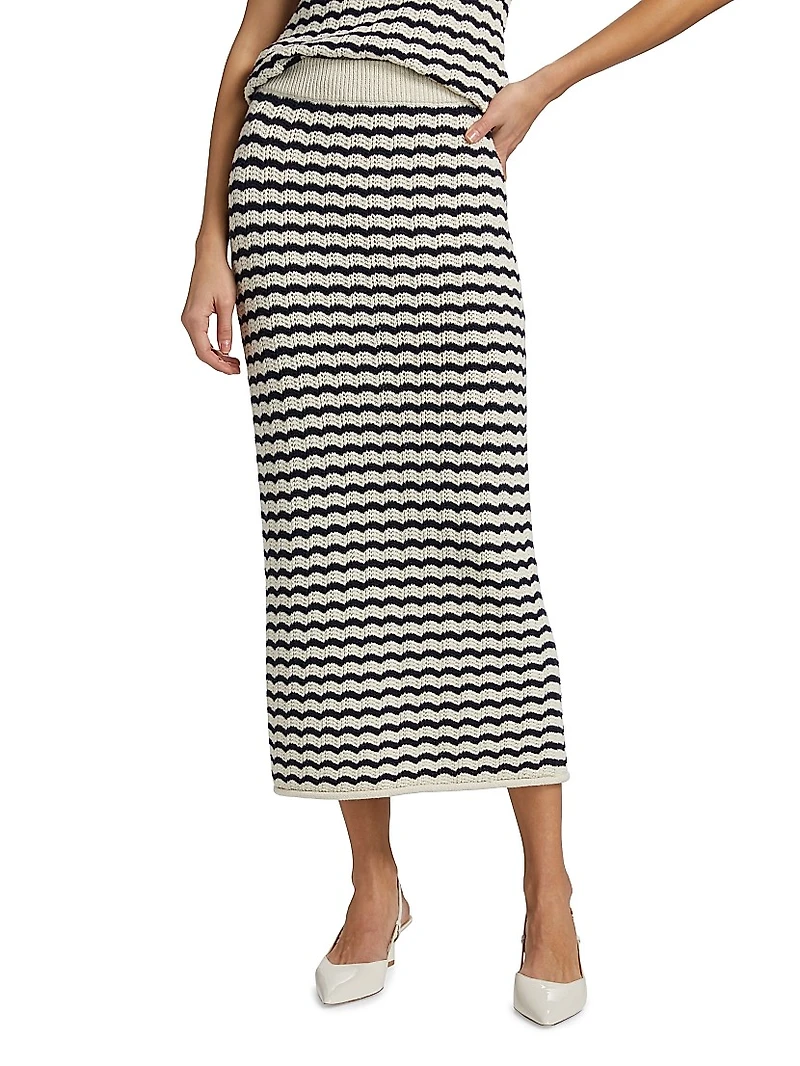 Alexis Striped Crochet Midi-Skirt