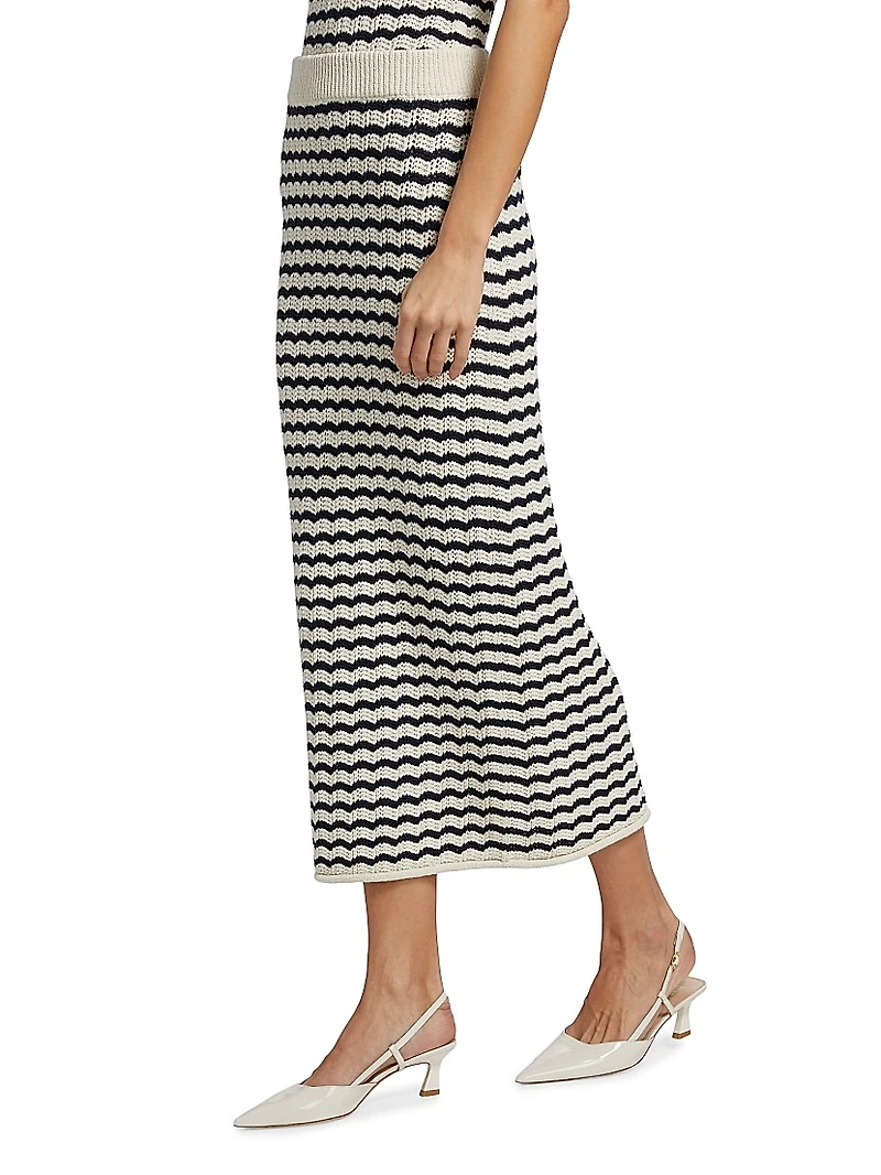 Alexis Striped Crochet Midi-Skirt