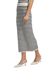 Alexis Striped Crochet Midi-Skirt