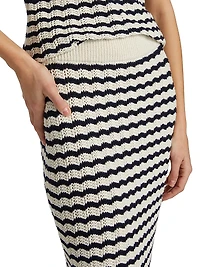 Alexis Striped Crochet Midi-Skirt