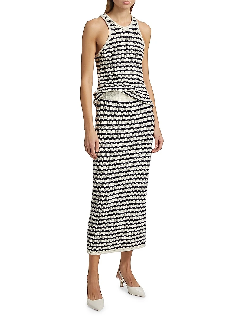 Alexis Striped Crochet Midi-Skirt