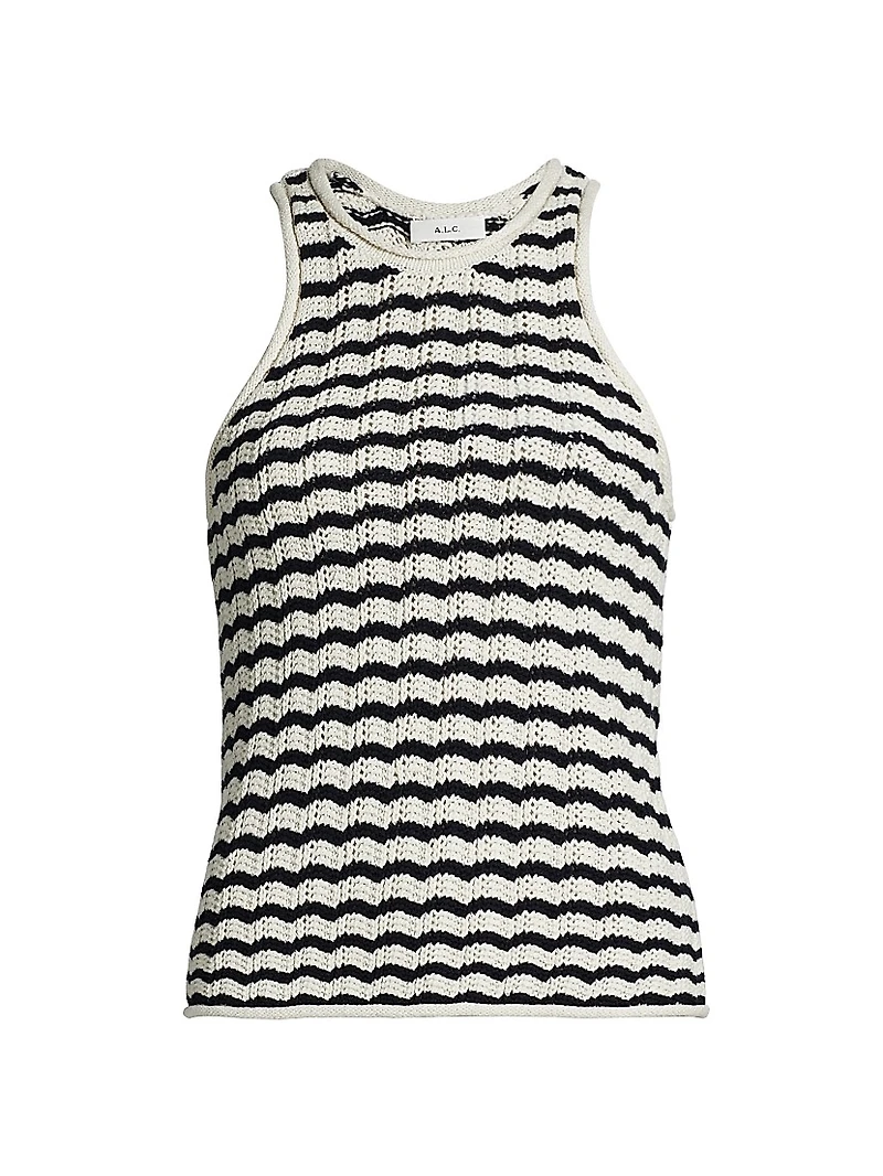 Nelly Striped Cotton-Blend Crochet Top
