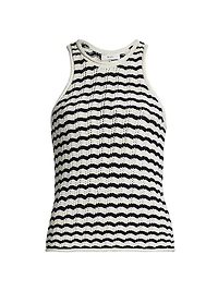 Nelly Striped Cotton-Blend Crochet Top