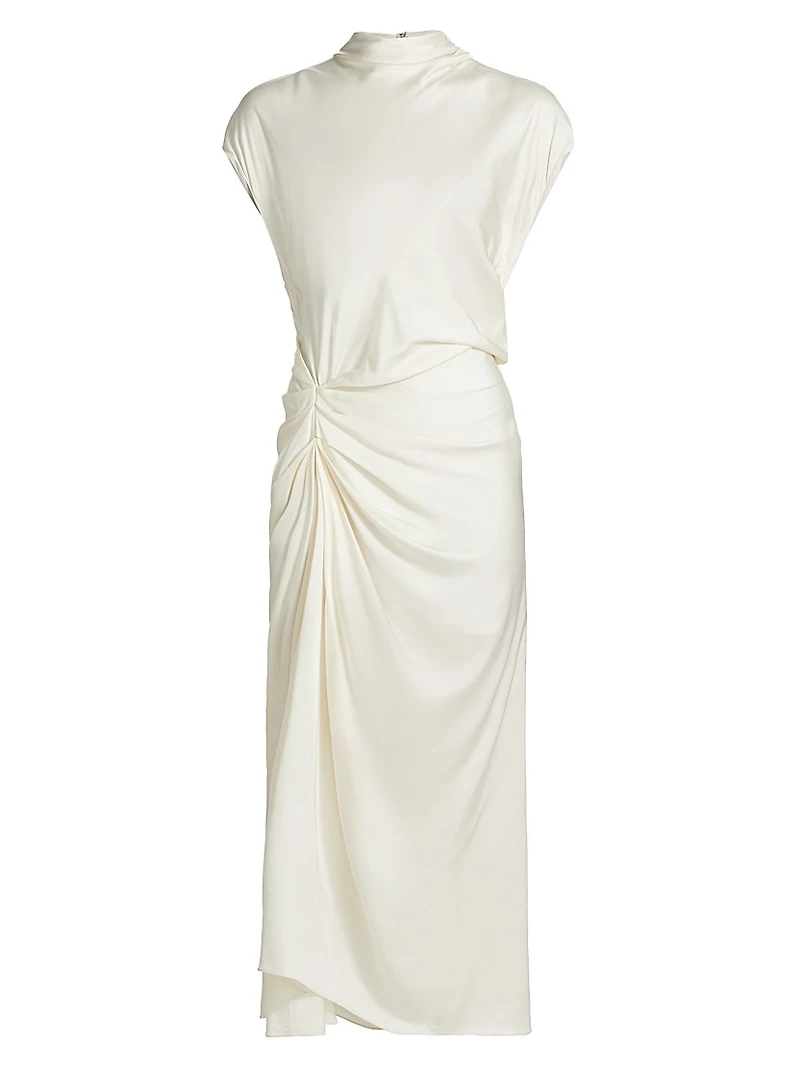 Alma Draped Satin Midi Dress