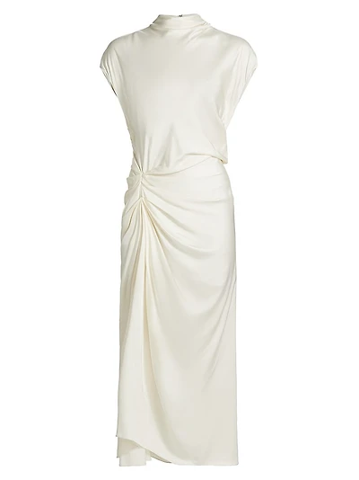 Alma Draped Satin Midi Dress