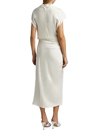 Alma Draped Satin Midi Dress
