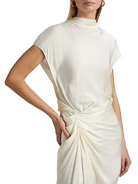 Alma Draped Satin Midi Dress