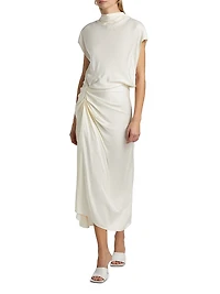 Alma Draped Satin Midi Dress
