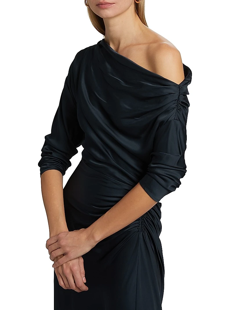 Piper Draped Satin Maxi Dress