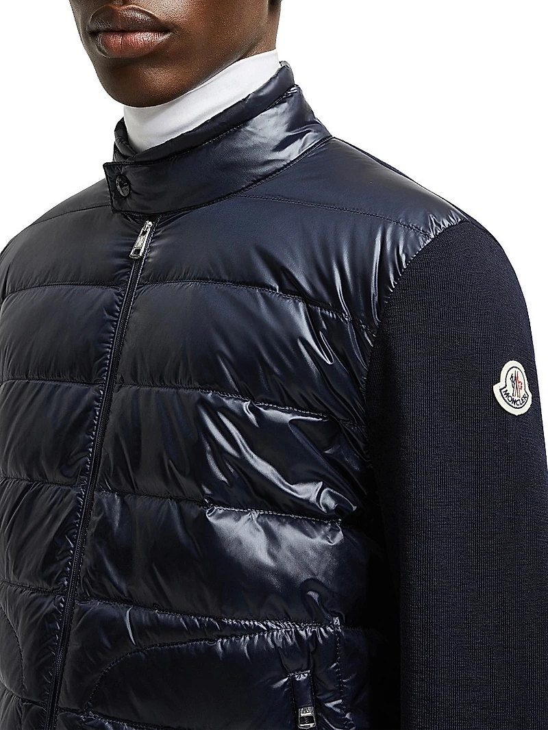 Down-Filled Wool Cardigan