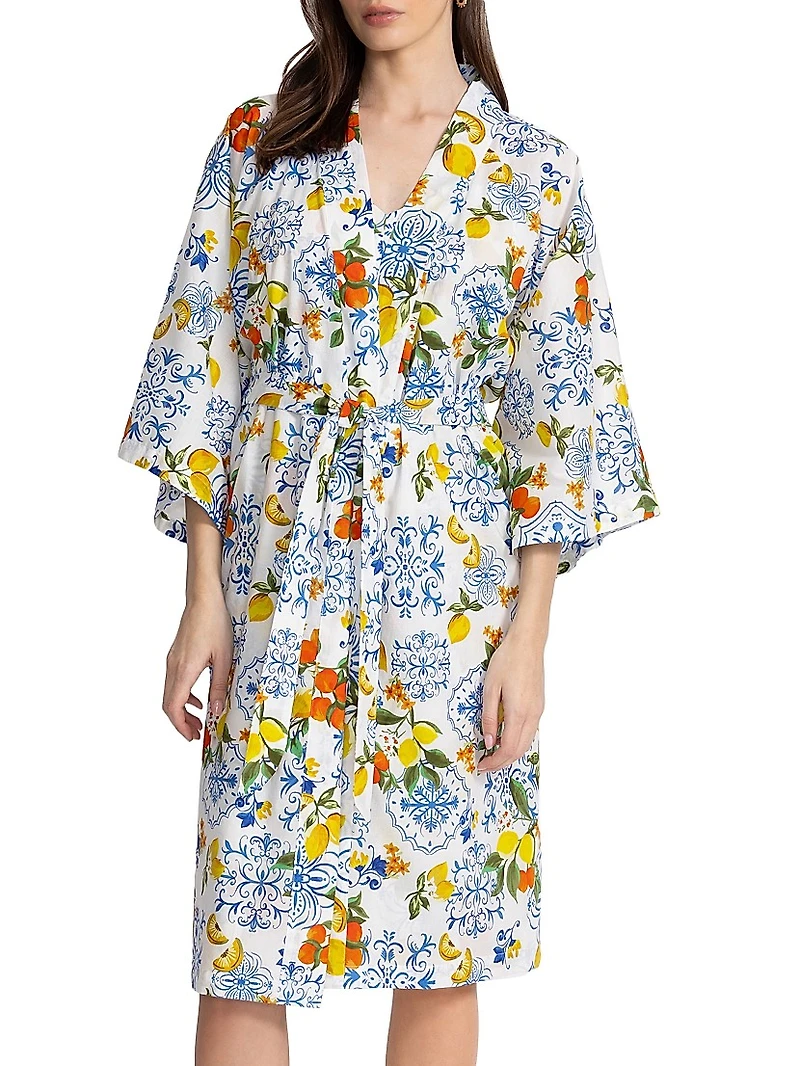Citrus-Print Cotton Robe