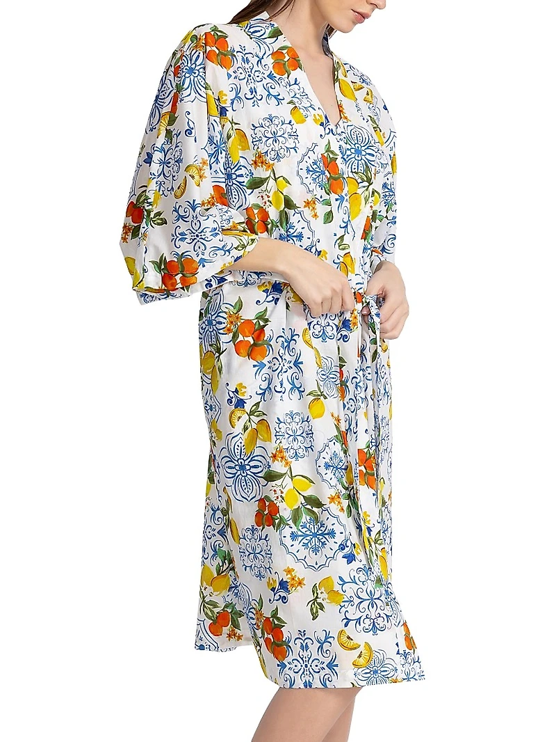 Citrus-Print Cotton Robe