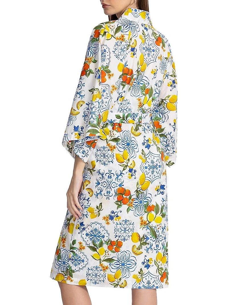 Citrus-Print Cotton Robe