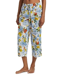 Citrus-Print Cotton Relaxed Pajamas