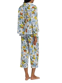 Citrus-Print Cotton Relaxed Pajamas