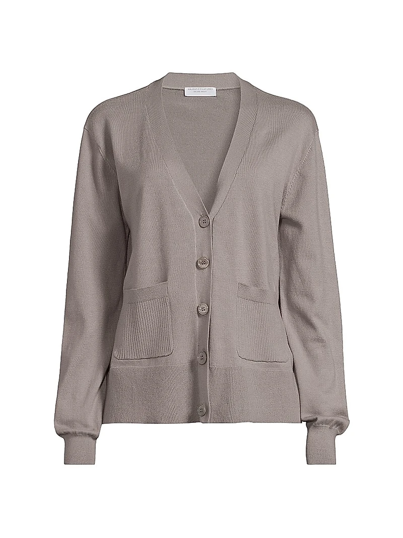 Stretch-Cotton V-Neck Cardigan