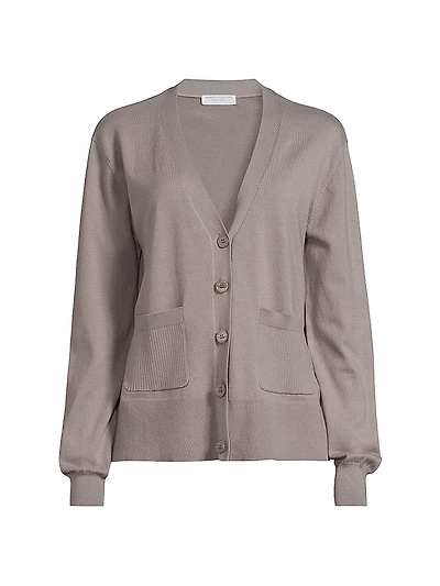 Stretch-Cotton V-Neck Cardigan