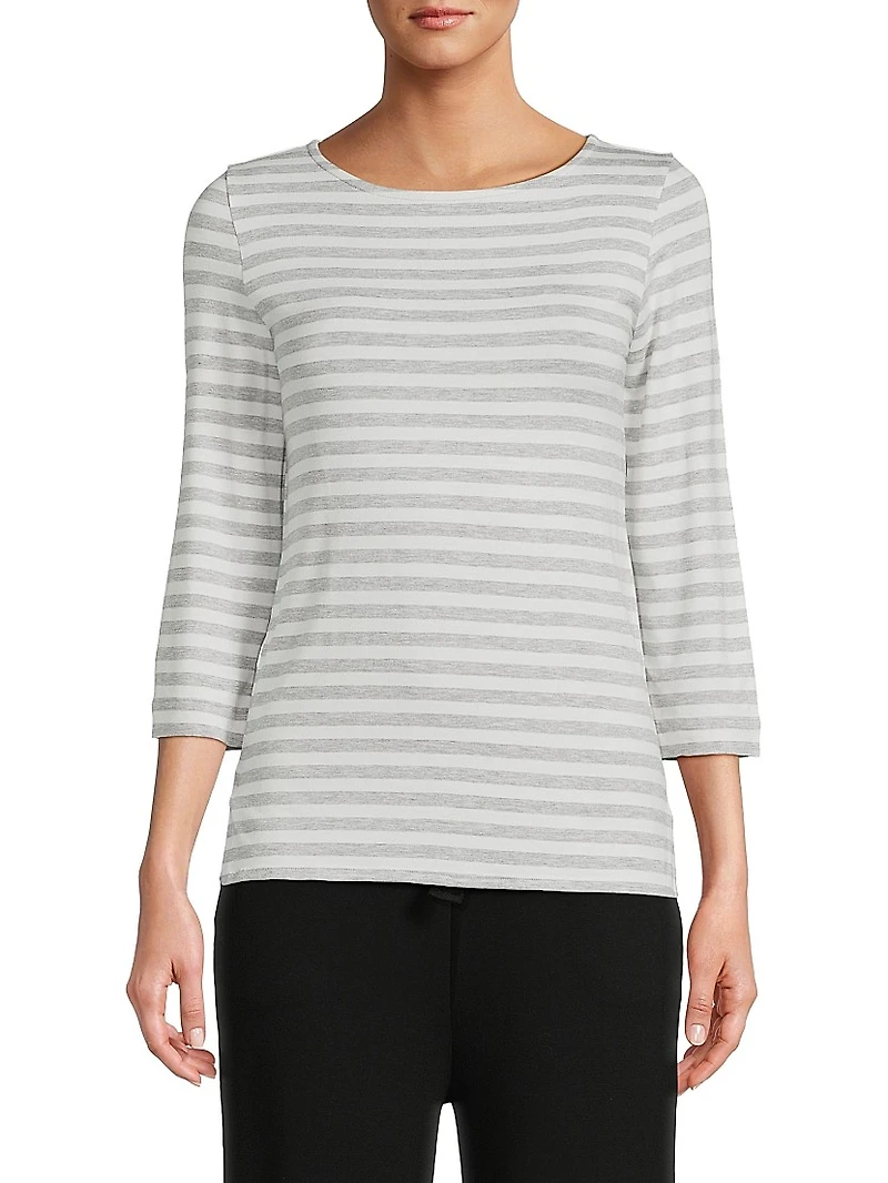 Soft Touch Stripe Boatneck Top