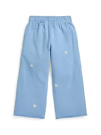 Little Girl's Floral Embroidered Sweatpants