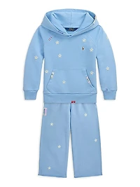 Little Girl's Floral Embroidered Sweatpants